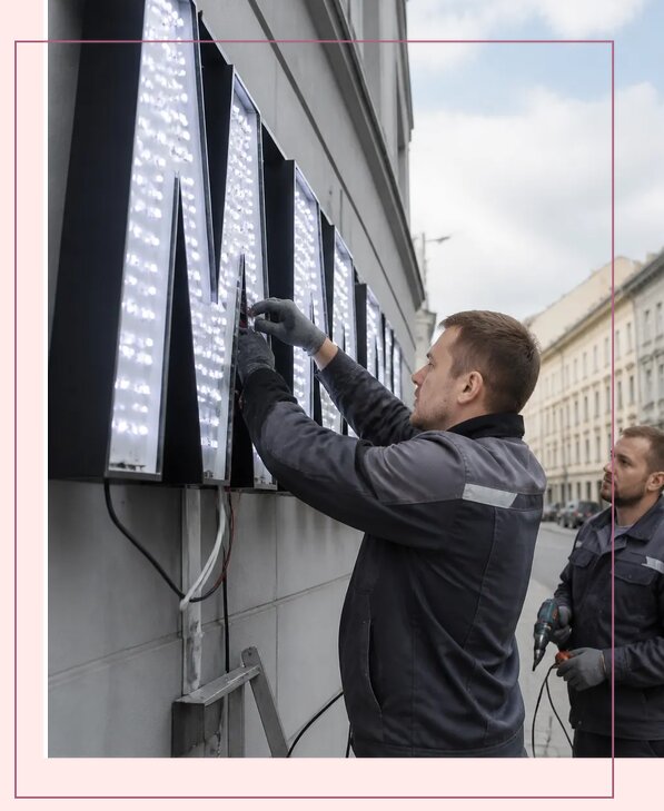 Изготовление и монтаж светодиодных LED вывесок в Климовске